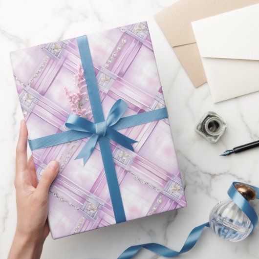 パールパープルピンクブライダルシャワー ラッピングペーパー (ギフト)