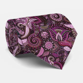 パールパープルヴィンテージインディアンろうけつ染めスタイルサテンタイ ネクタイ (ロール)