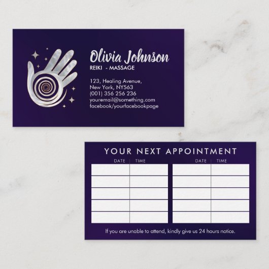 パールヒーリングハンズエネルギースパイラルアポイントメント  名刺 (正面/裏面)
