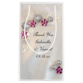 パールピフェイクックダイヤモンドボタ結婚ンの感謝 スモールペーパーバッグ