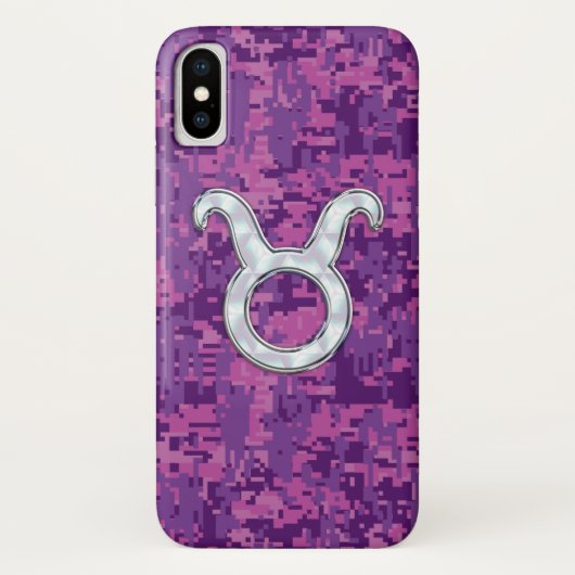 パールピンクタウラス〔占星術の〕十二宮図サインオンデジタル迷彩柄 Case-Mate iPhoneケース (裏面)