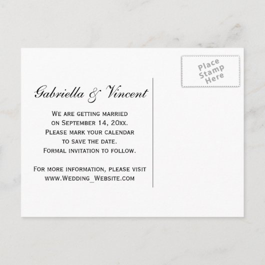 パールピンクダイヤモンドボタンウェディング日付を保存 案内ポストカード (裏面)