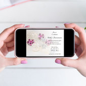 パールピンクダイヤモンドボタンキンセアニラパーティー 招待状