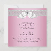 パールピンクブラックベビーガールフォト誕生 案内状 (裏面)