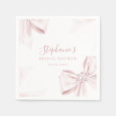 パールピンクボウ ブライダルシャワーナプキン スタンダードカクテルナプキン (正面)