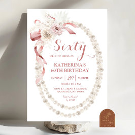 パールピンクボホバースデーパーティー招待状 招待状