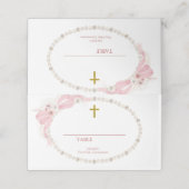 パールピンクボホ最初の聖餐式テーブル番号 プレイスカード (外部開封)