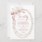 パールピンクボホ誕生日パーティーの招待 招待状 (正面)