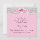 パールピンク赤ちゃん女の子の誕生のお知らせ 案内状 (裏面)