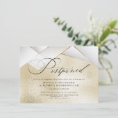 パールファセット付きモダンゴールド　延期された結婚式 招待状 (スタンド正面)