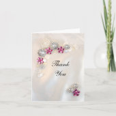 パールフェイクとピンクダイヤモンドのボタン サンキューカード (正面)