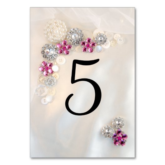 パールフェイクとピンクダイヤモンドボタンテーブル番号 テーブルナンバー (正面)