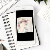 パールフェイクとピンクダイヤモンドボタンブライダルシャワー 招待状