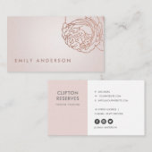 パールフェイク赤面ピンクローズ金ゴールドフローラ 名刺 (正面/裏面)