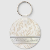 パールフォーマルホワイトダマスクの結婚式のお願い キーホルダー (正面)