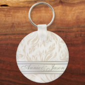 パールフォーマルホワイトダマスクの結婚式のお願い キーホルダー (正面)