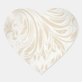 パールフォーマルホワイトダマスクの結婚式のお願い ハートシール (正面)