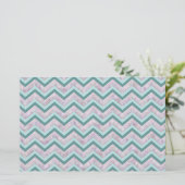 パールフローラティール(緑がかった色)ジグザグパターン 便箋 (スタンド正面)