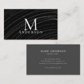 パールブラック抽象芸術男らしダブルモノグラム 名刺 (正面/裏面)