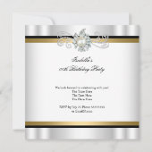 パールブラック金ゴールドホワイトダイヤモンドバースデーパーティー 招待状 (裏面)