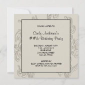 パールブラック&クリームスワール誕生日パーティー 招待状 (裏面)