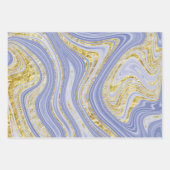 パールブルーとゴールドのマーブル模様 ラッピングペーパーシート (正面)