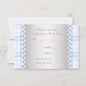 パールブルーギンガムストークベビーシャワーRSVP 出欠カード (裏面)