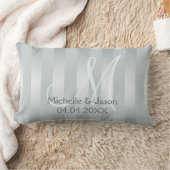 パールブルーグレーシルバーストライプ結婚式枕 ランバークッション (ブランケット)