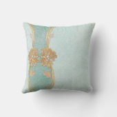 パールブルーゴールデンリーフフローラスクラップ クッション (裏面)