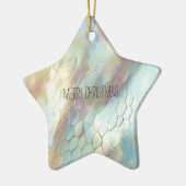 パールブルースネークスキンアニマルプリント セラミックオーナメント (左)