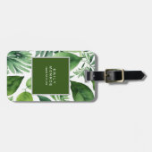 パールプレーンモダンミニマルフローラ緑 ラゲッジタグ (正面横)
