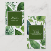 パールプレーンモダンミニマルフローラ緑 名刺 (正面/裏面)