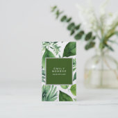 パールプレーンモダンミニマルフローラ緑 名刺 (スタンド正面)