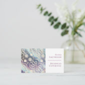 パールホワイトフローラダマスクエレガントパープルパターン 名刺 (スタンド正面)