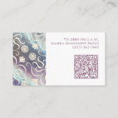 パールホワイトフローラダマスクエレガントパープルパターン 名刺 (裏面)