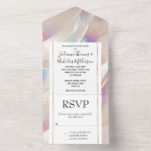 パールホワイトブルーパープル抽象芸術 オールインワン招待状 (内側)