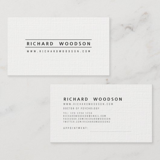 パールホワイトミニマリストエレガントプロフェッショナルモダン 予約カード (正面/裏面)