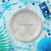 パールホワイトラックスシルバーグリッター ペーパープレート (パーティー)