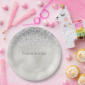 パールホワイトラックスシルバーグリッター ペーパープレート (パーティー)