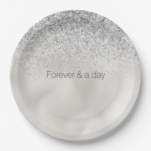 パールホワイトラックスシルバーグリッター ペーパープレート (正面)