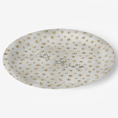 パールホワイト金ゴールドグリッタースパークルスターズ ペーパープレート (アングル)