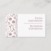 パールホワイト フラワーダマスク エレガント パープルパターン 名刺 (正面)