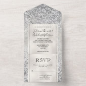 パールホワイト ラックス シルバー グリッター オールインワン招待状 (内側)