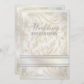 パールホワフォーマルイトダマスクウェディング招待状 招待状 (正面/裏面)