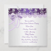 パールボウ&レースパープルフォトスウィート16 招待状 (裏面)