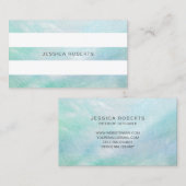 パールマザーオブアクアストライプブルーマザーパターン 名刺 (正面/裏面)
