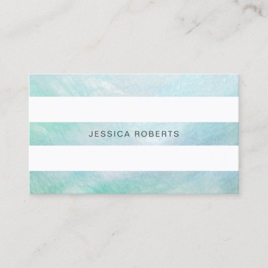 パールマザーオブアクアストライプブルーマザーパターン 名刺 (正面)