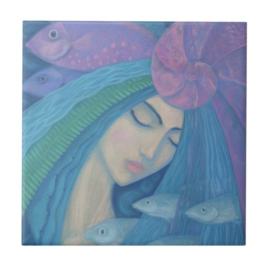 パールマーメイドプリンセスフィッシュ水中ファンタジーアート タイル (正面)
