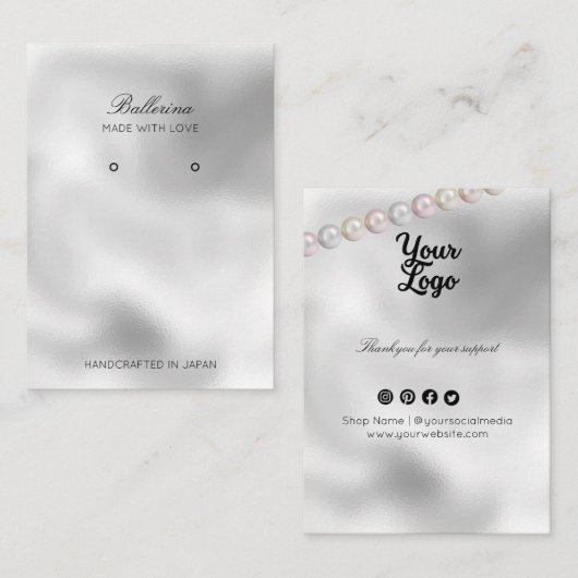 パールモダンの背景イヤリング 名刺 (正面/裏面)