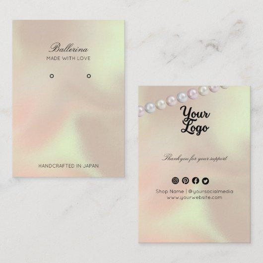 パールモダンの背景イヤリング 名刺 (正面/裏面)